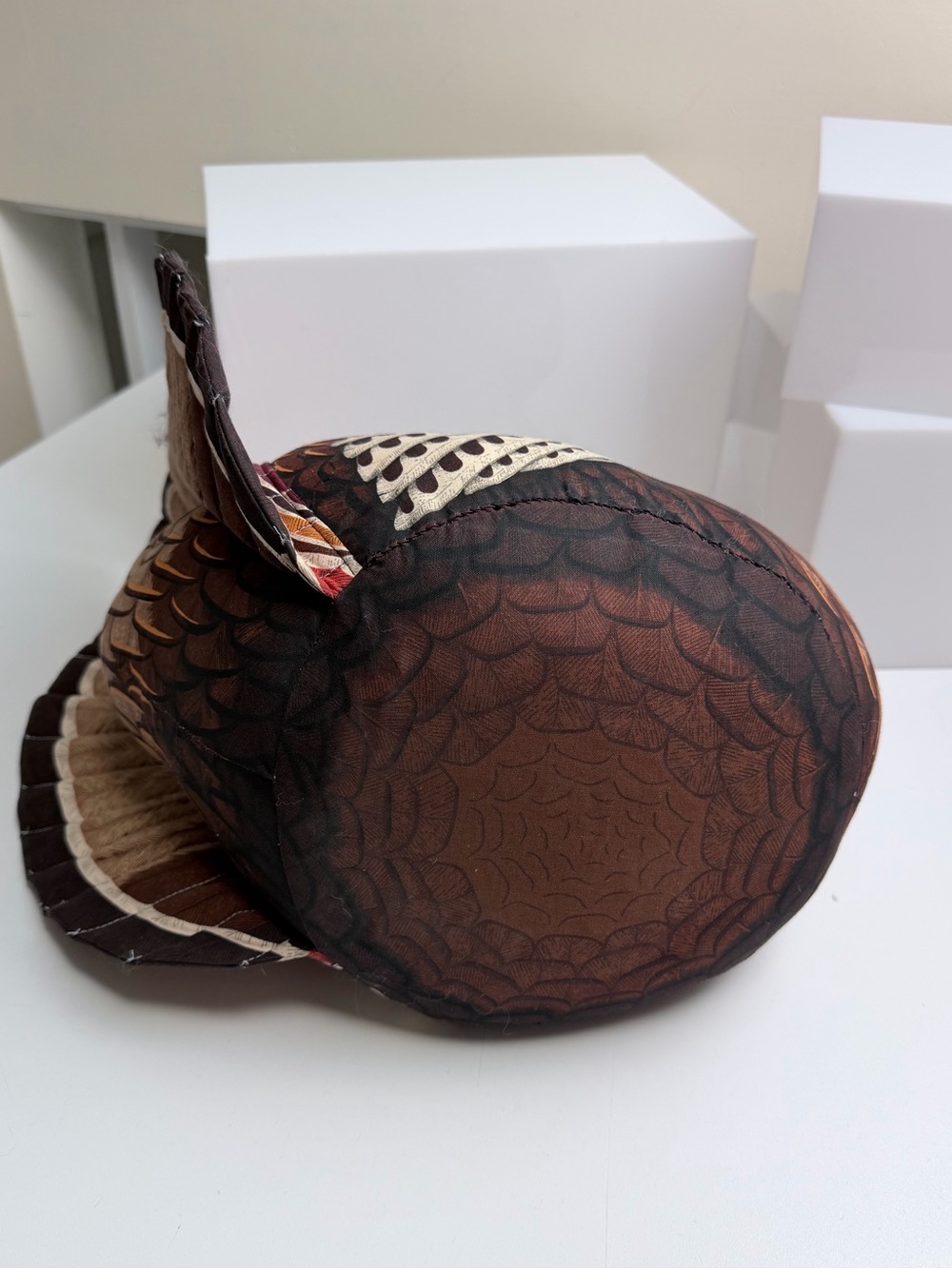 Vintage 1980's Handmade Tom Turkey Stuffed Plush Weighted Thanksgiving Decor - Picture 4 of 9